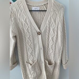 Zara Kids Cream & Tan Cardigan